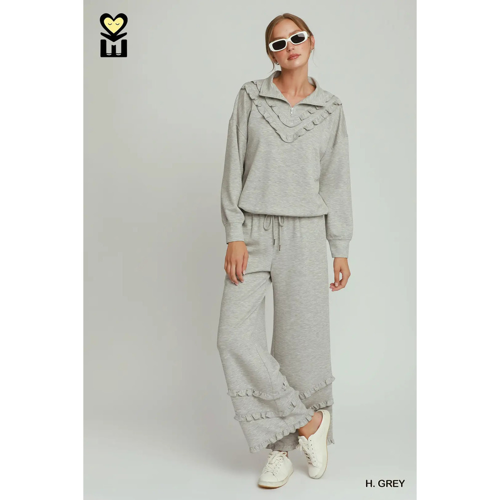 H1034-TP HG Umgee MOHMe Ruffle Drawstring Bottom & Quarter Zip Top Various Sizes - Picture 10 of 12